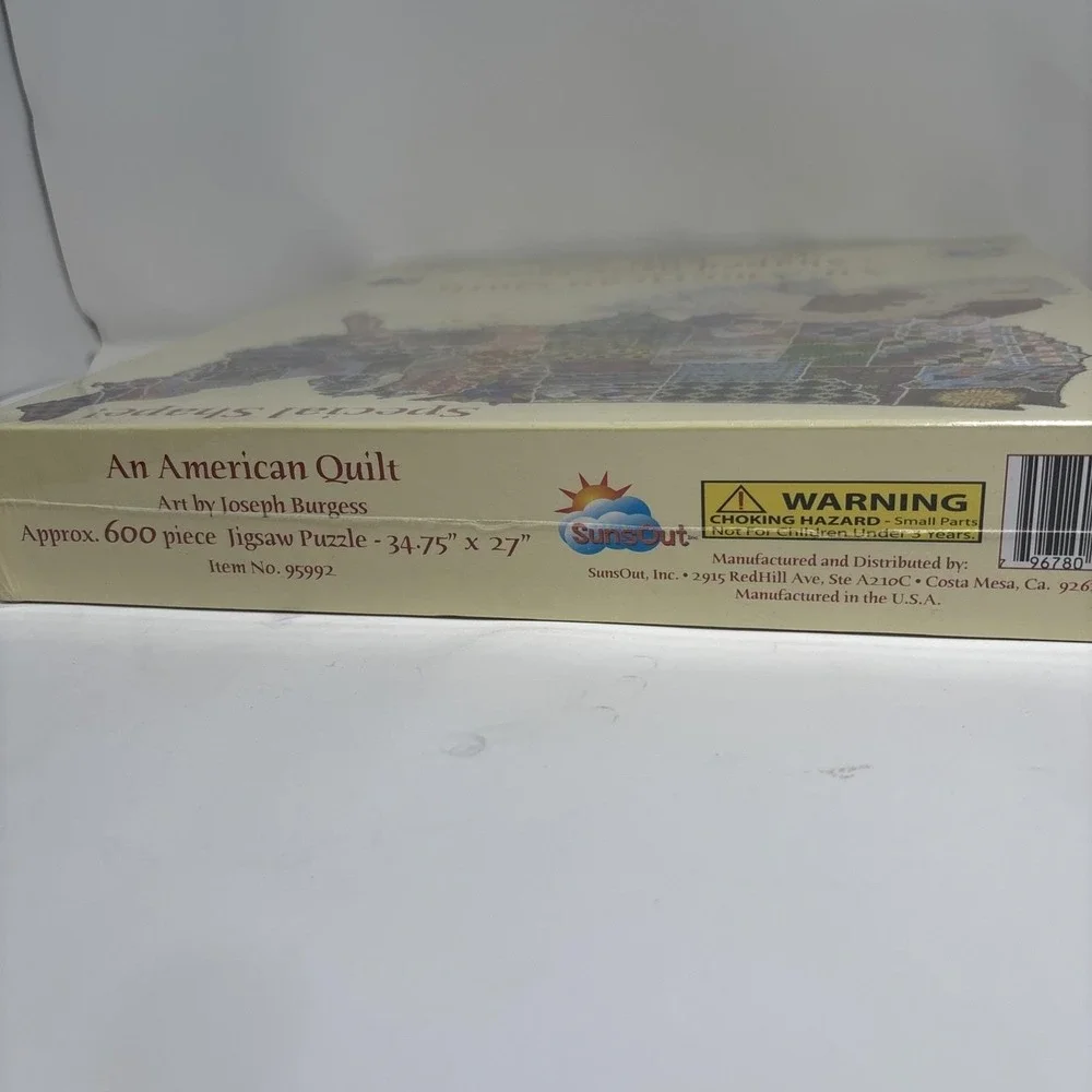 An American Quilt‎ Jigsaw Puzzle USA Map Shaped Sunsout 600 Pieces New & Sealed